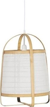 TEXTILOMÁNIE Závesná bambusová lampa s bielym látkovým tienidlom