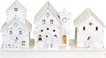 DOMMIO Biele domčeky LED, 2× AA, 14 × 28 cm