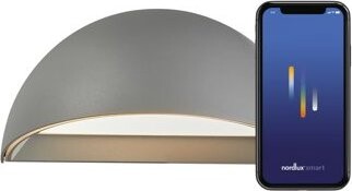 NORDLUX Arcus IP54 stmievateľné vonkajšie nástenné svietidlo, 200 × 100 mm, 9 W, 440 lm, sivé
