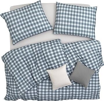 SCANquilt obliečky JERSEY kostka melange modrosivá 140 × 200/70 × 90 cm