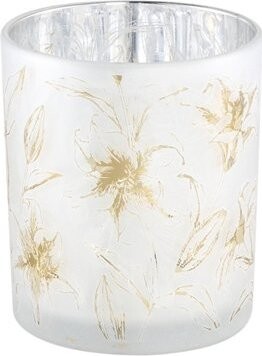 TEXTILOMANIE Biely sklenený svietnik Aolani Flower, 10 cm
