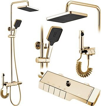 REA ROB sprchový set s termostatom, zlatý (REA-P6625)