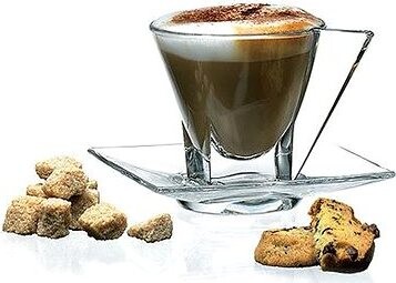RCR Šálka s tanierikom na cappuccino 190 ml set 2+2 ks FUSION