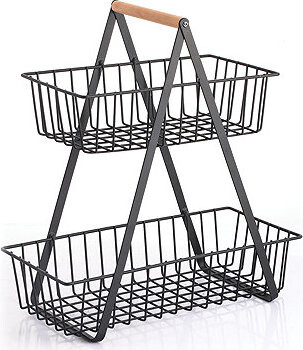 MSV 2 patrový košík Elie, do kuchyně, černý, ocel, dřevo