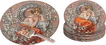 Home Elements 6× tortový tanier s tortovou lyžicou Mucha tmavý