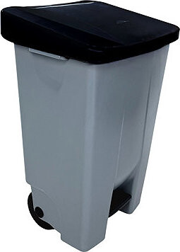 Denox Nášľapný odpadkový kôš na triedený odpad 120 l, čierne veko, plastový s kolieskami