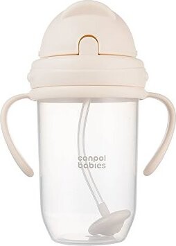 Canpol babies nevylievací hrnček so slamkou a závažím krémový 270 ml