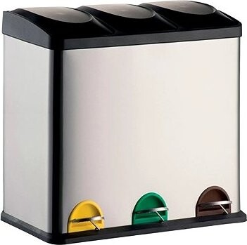 MSV pedálový kôš na triedený odpad Tri Selectif, MSV pedálový kôš na triedený odpad Tri Selectif, brúsená nehrdzavejúca oceľ, 3× 20 l