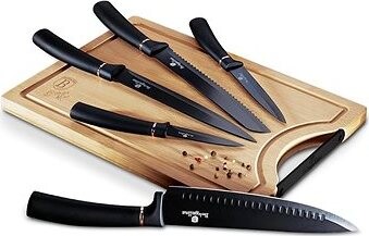 BERLINGERHAUS Súprava nožov s nepriľnavým povrchom + doska 6 ks Black Rose Collection