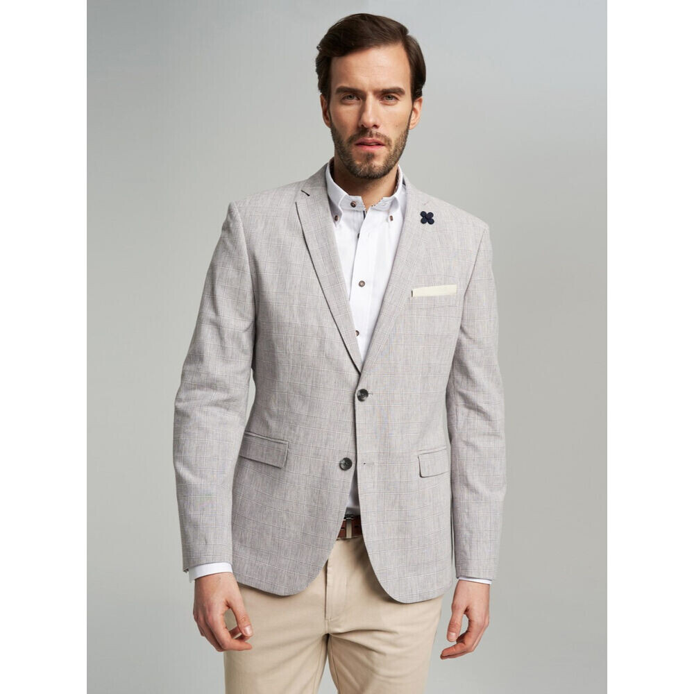 Pánske sako svetlosivej farby s károvaným vzorom 15372