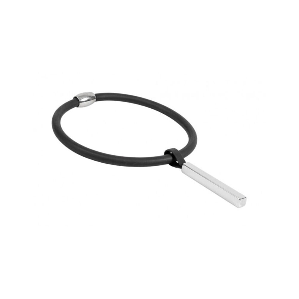 Kaučukový choker náhrdelník s kovovým príveskom - lesklým hranolom 18459