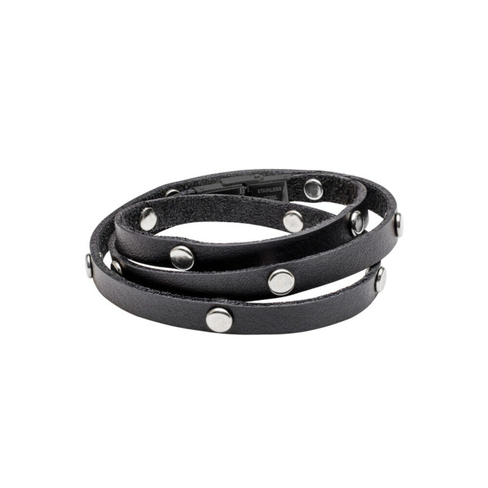 Náramok z kože s lesklými kovovými cvočkami 18500