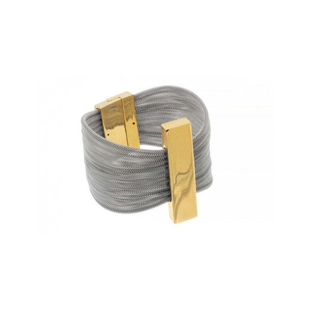 Náramok z oceľovej sieťoviny s pozlátenou sponou 18669