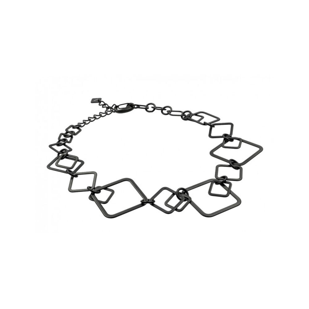 Dámsky čierny 3D náhrdelník so štvorcami z chirurgickej ocele 18758