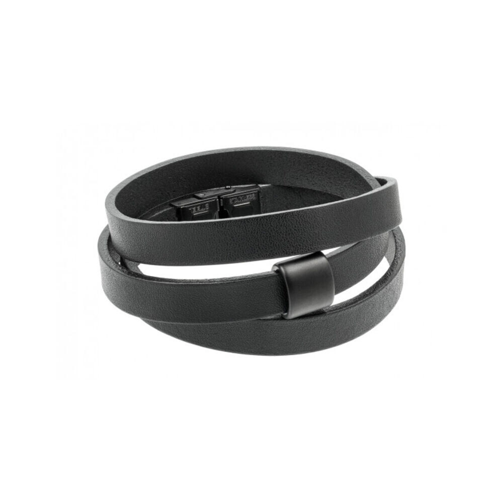 Náramok z kože s čiernym matným prvkom 18792