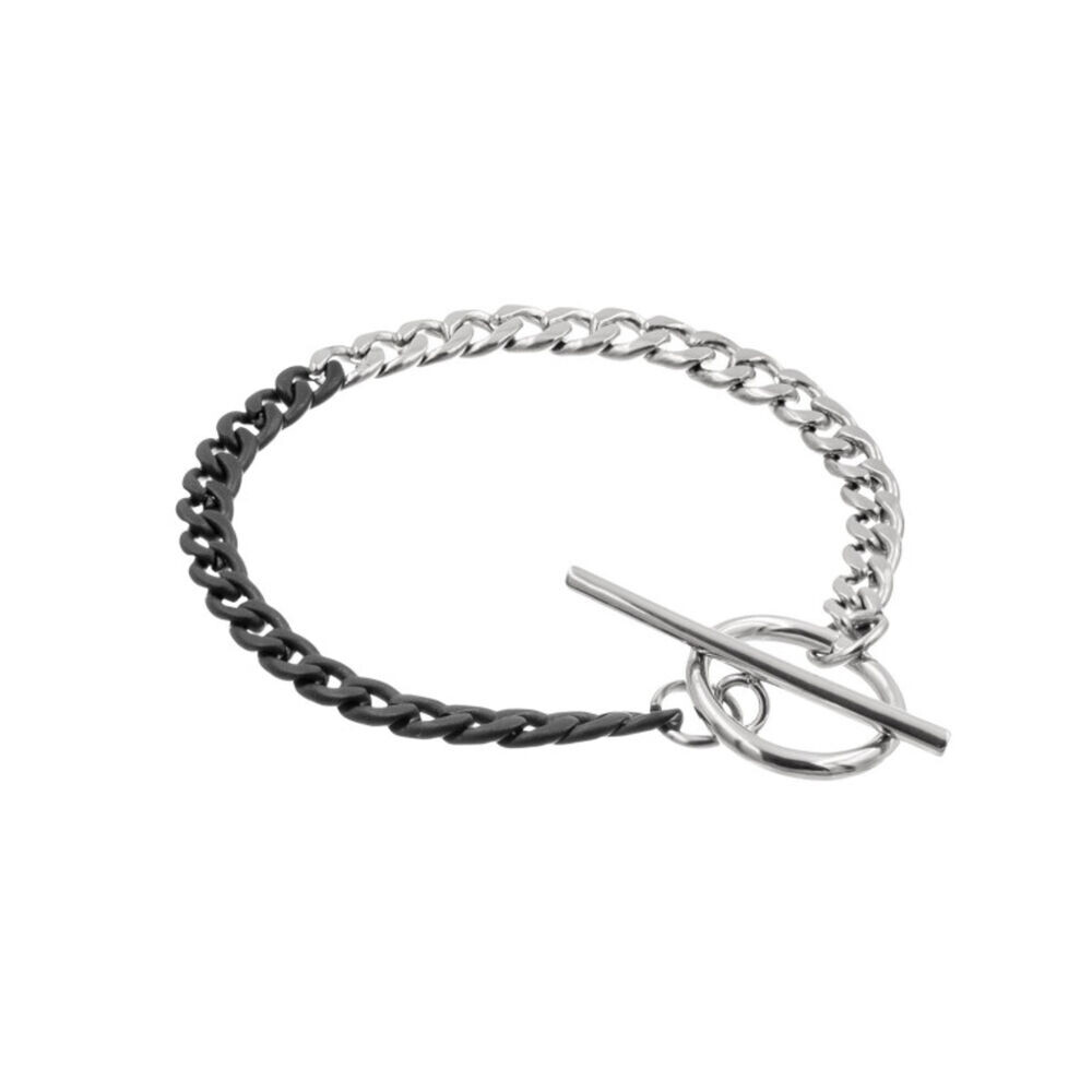 Náramok z chirurgickej ocele dámska čierno-strieborná retiazka 18862