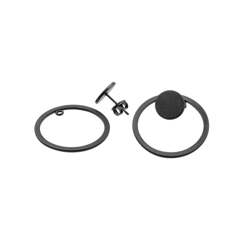Sada väčších okrúhlych náušníc 2v1 z čiernej chirurgickej ocele 18898