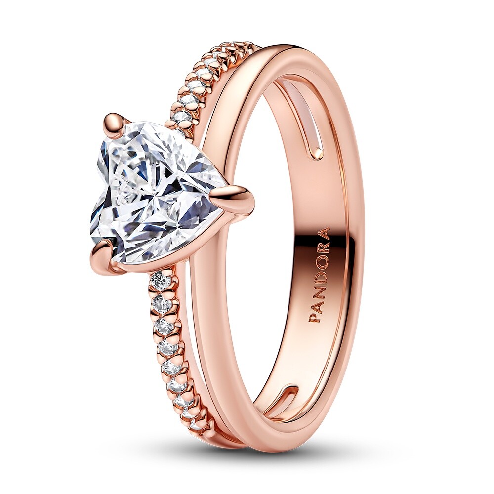 Pandora Prekrásny pozlátený prsteň so zirkónmi Timeless Rose 183100C01 52 mm