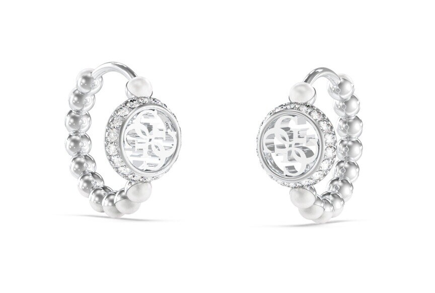 Guess Jedinečné kruhové náušnice s perličkami Tiny Pearly JUBE05518JWRHT/U