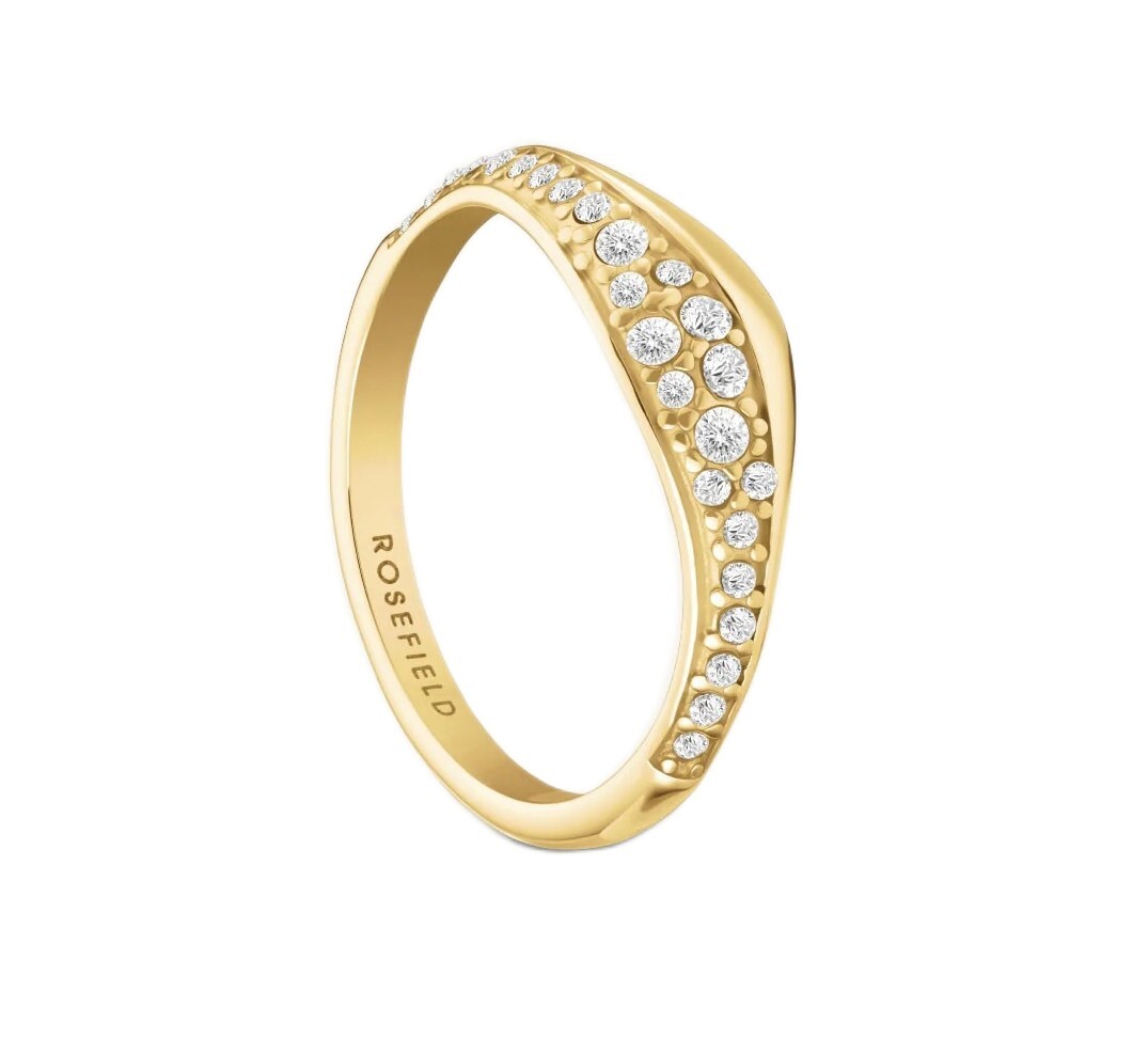 Rosefield Trblietavý pozlátený prsteň s kryštálmi Pavé JRPW 56 mm