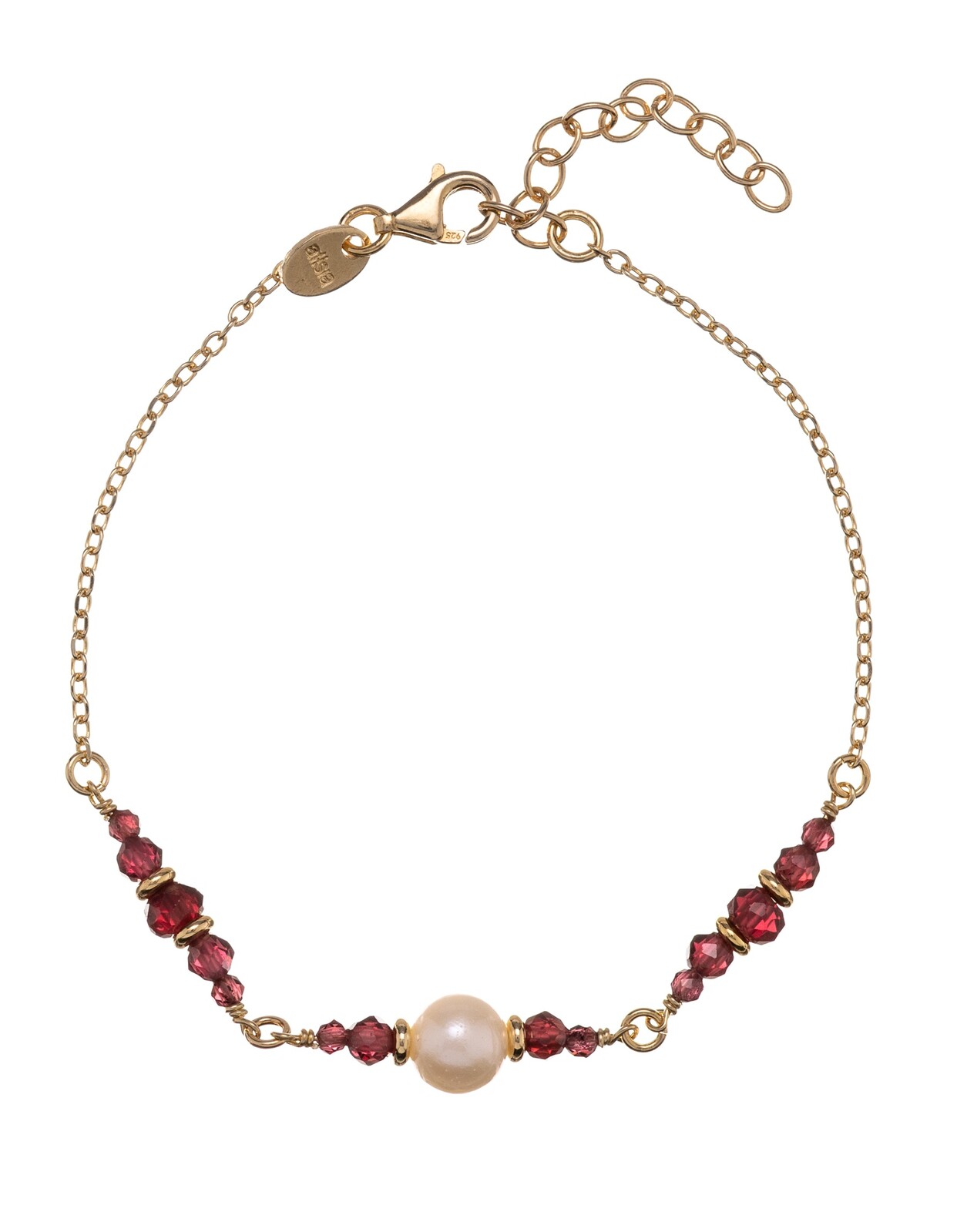 Alisia Dámsky pozlátený náramok s pravými perlami a granátmi AL5180.01.029