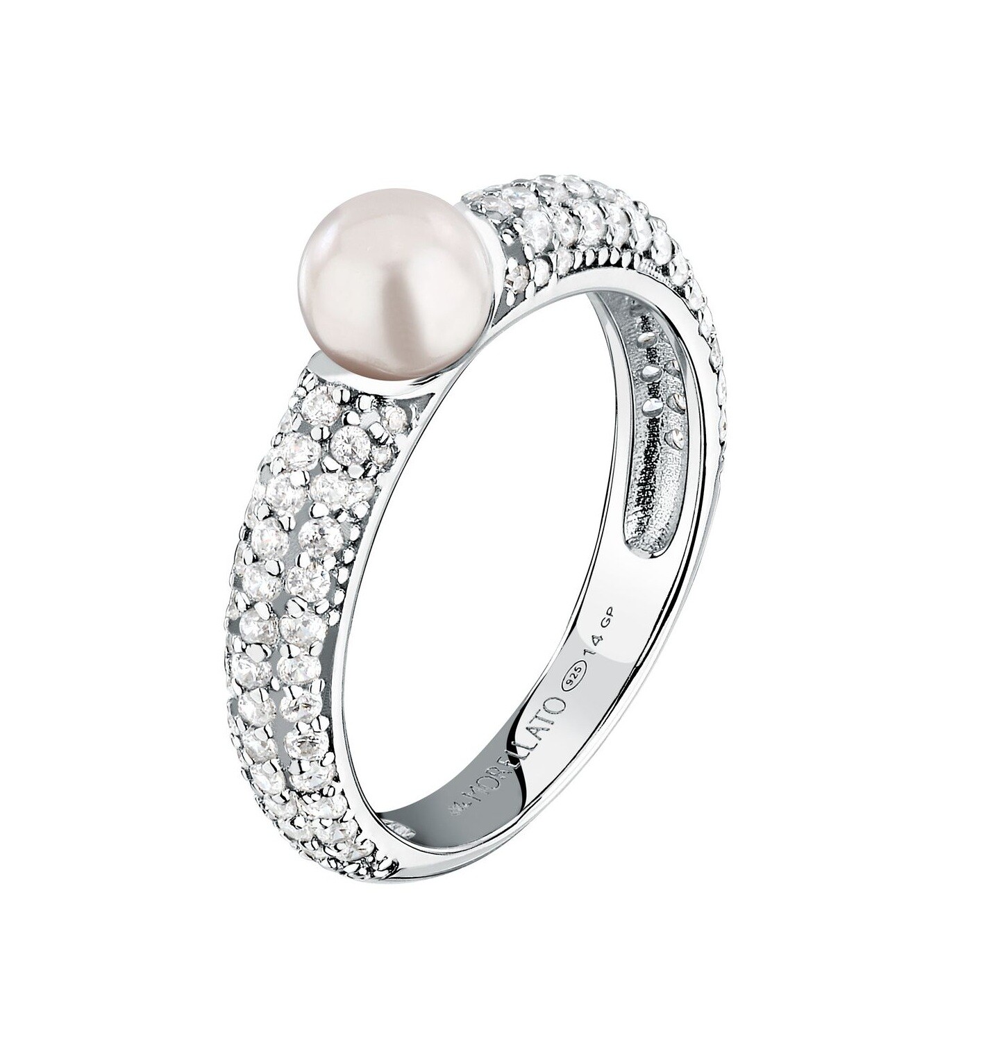 Morellato Strieborný prsteň s pravou perlou a zirkónmi Perla SXU500 52 mm