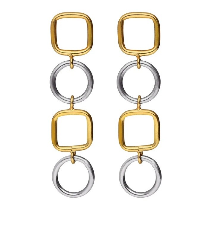 Victoria Cruz Výrazné visiace bicolor náušnice zo striebra Nivola A5507-BT