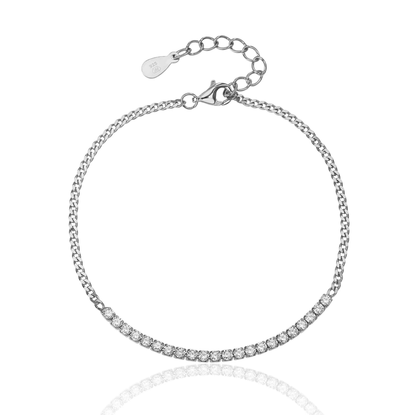 JVD Trblietavý strieborný náramok so zirkónmi SVLB0557XJ6BI18