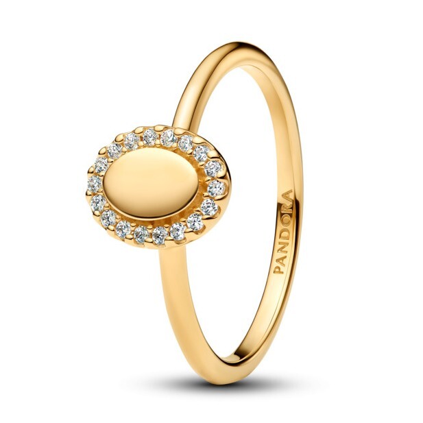 Pandora Elegantný pozlátený prsteň Ovál s aureolou Shine 163800C01 56 mm