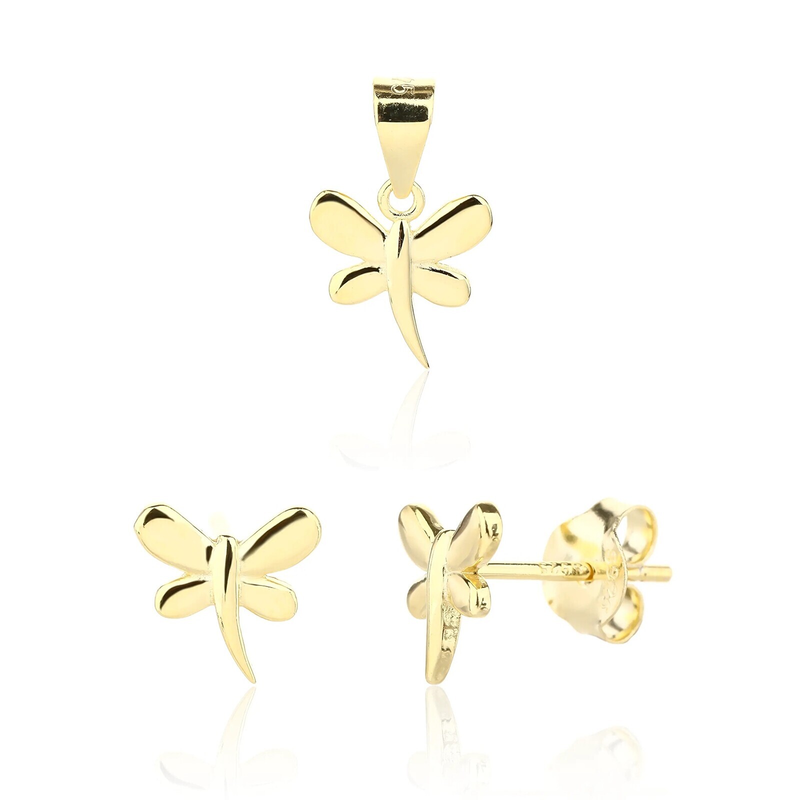 JVD Hravá pozlátená sada šperkov Vážky SVLS0123SJ6GO00 (prívesok, náušnice)