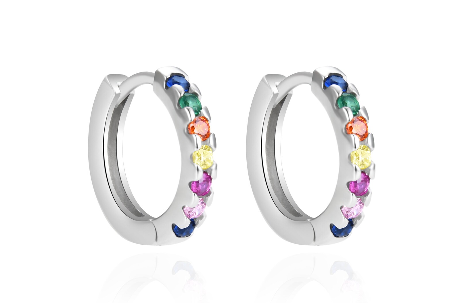 Agato Strieborné náušnice kruhy s farebnými zirkónmi AGT-E192KC