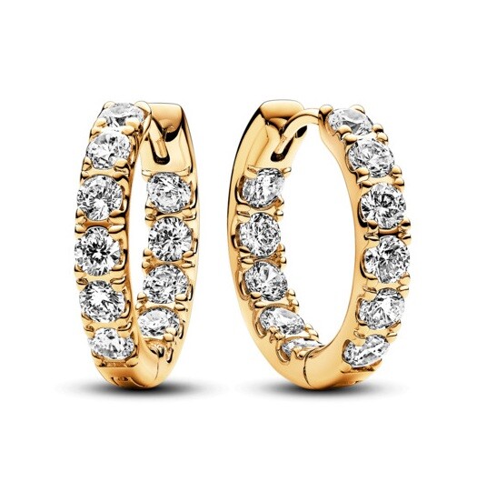 Pandora Elegantné pozlátené kruhy so zirkónmi Timeless Shine 263002C01