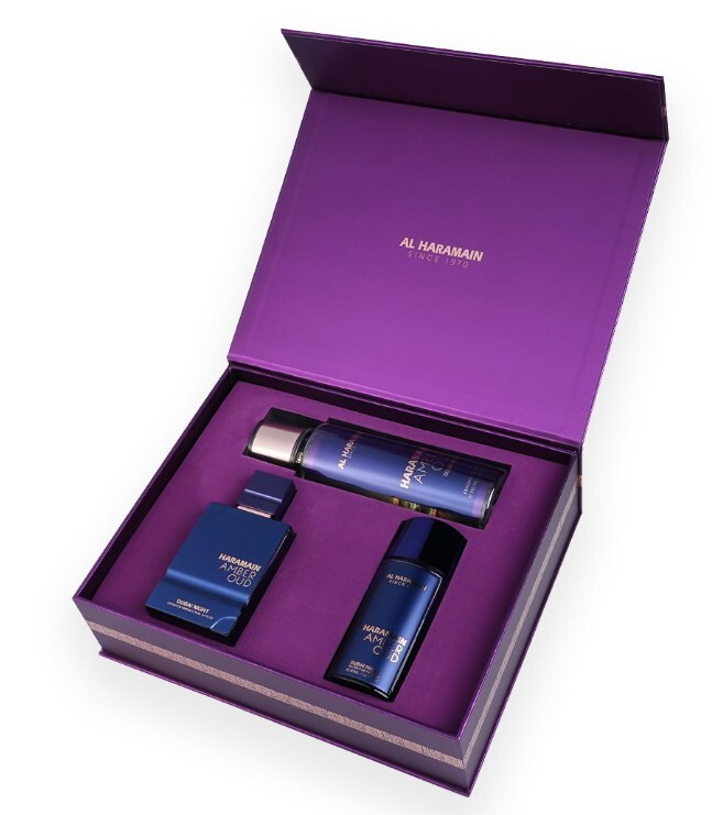 Al Haramain Amber Oud Dubai Night - parfumovaný extrakt 75 ml + parfumovaný extrakt 30 ml + telový závoj 250 ml