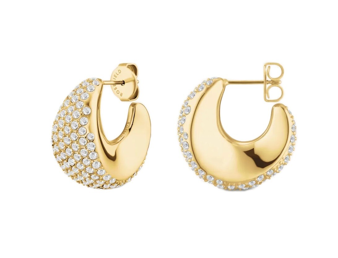 Rosefield Blyštivé pozlátené kruhy Pavé JEPMG-J1224