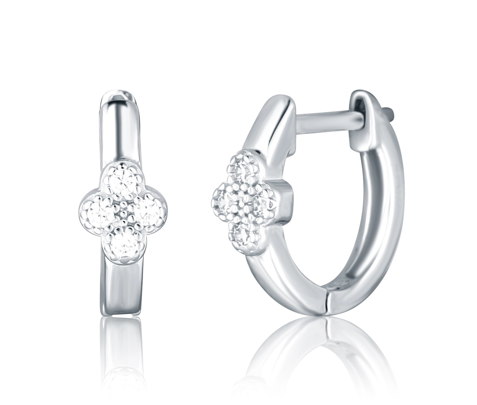 JVD Strieborné kruhy so zirkónmi Štvorlístok SVLE2960X61BI00