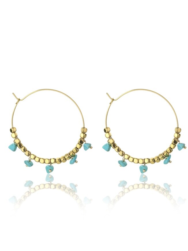 Emily Westwood Pozlátené náušnice kruhy s tyrkysom Eden EWE23042G