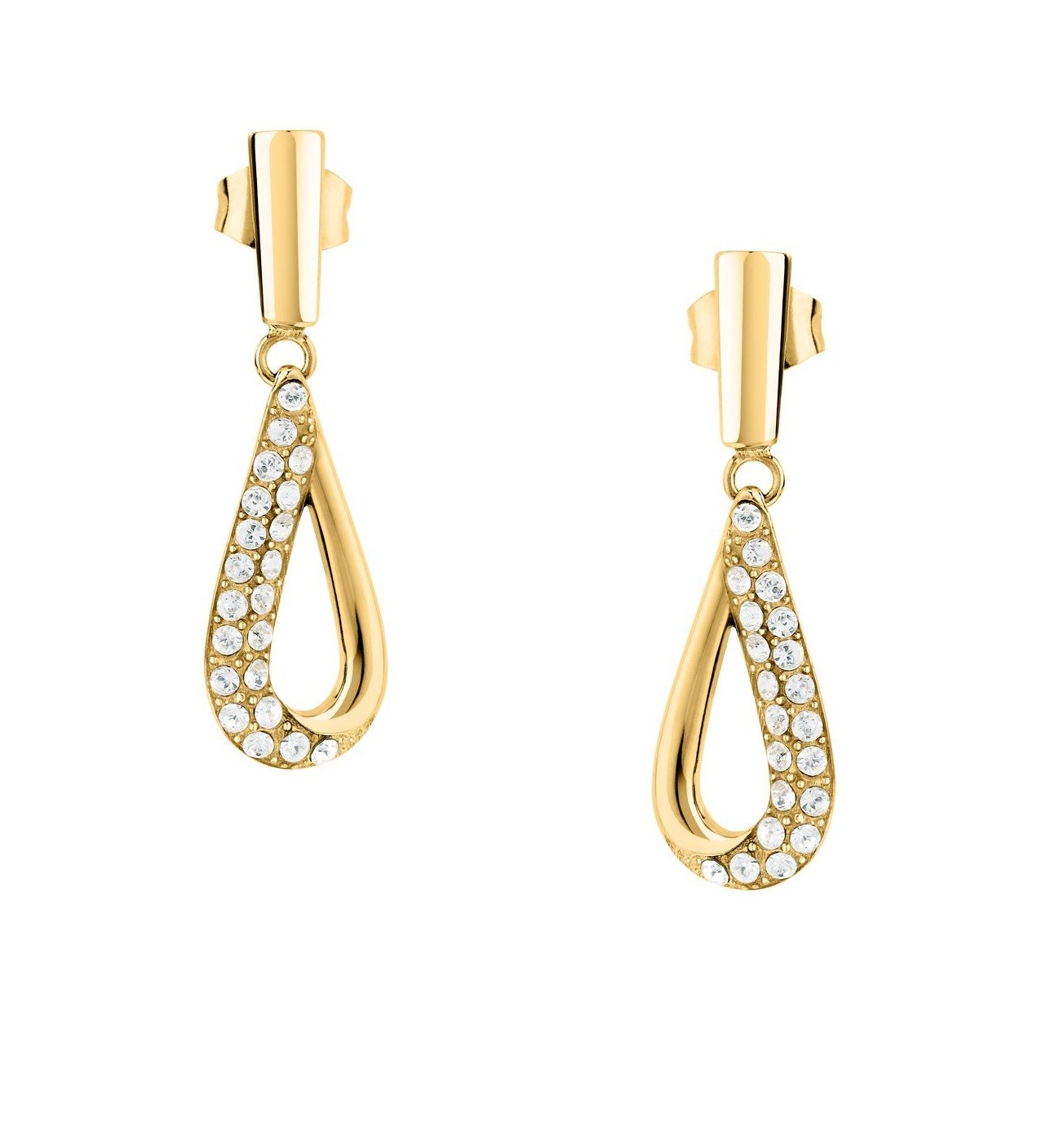 Morellato Pozlátené visiace náušnice Kvapka s kryštálmi Design SAYP29
