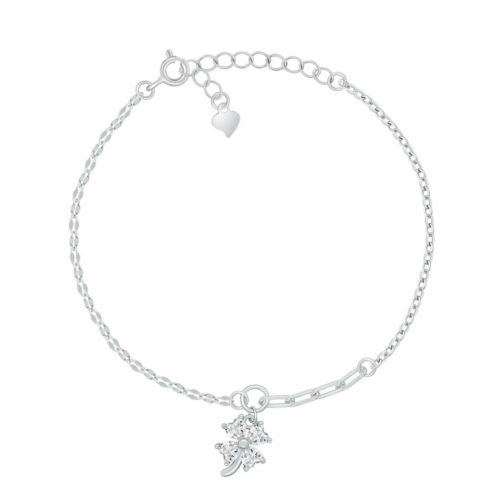 Brilio Silver Strieborný náramok Štvorlístok s kubickými zirkónmi BRC247W