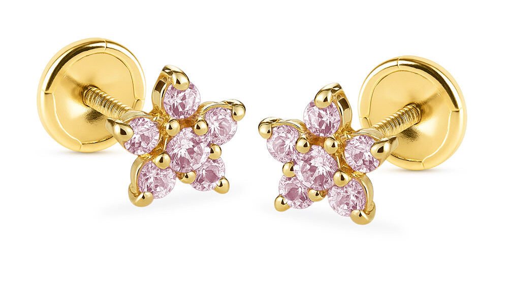 Brilio Zlaté hviezdičkové náušnice so syntetickým ametystom 14/188.961/17RFZI