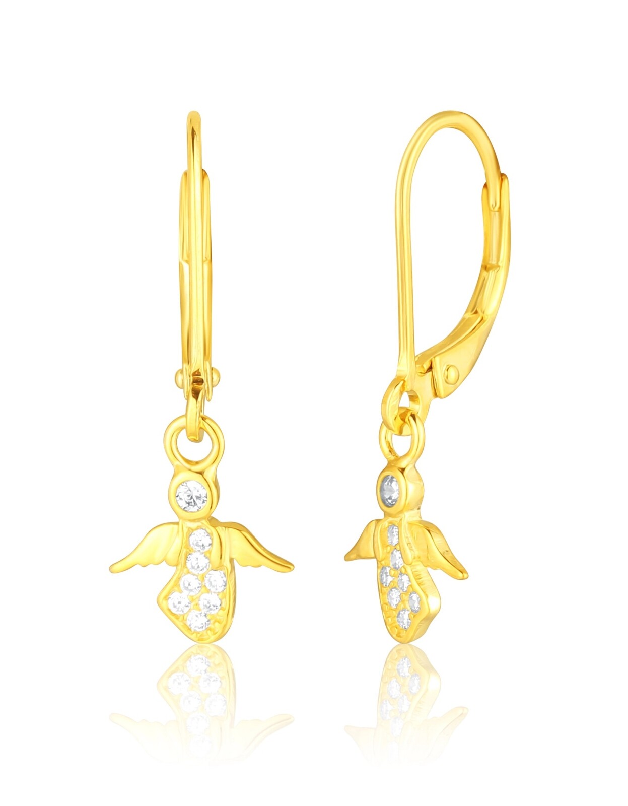 JVD Pozlátené visiace náušnice Anjelik so zirkónmi SVLE0933SD5GO00