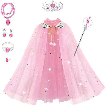 FunCo Súprava Ružová pelerína so šperkami a rukavicami 8 ks