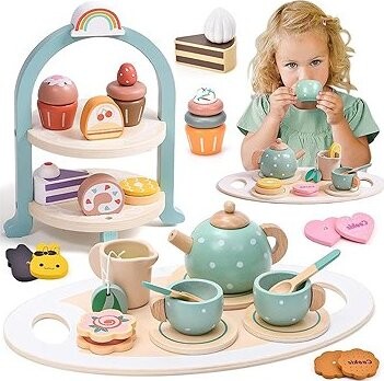 iMex Toys Dřevěný čajový mega set, 22 ks