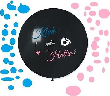SMART BALLOONS Balón latexový s nápisom „kluk nebo holka?“ (+ konfety) – gender reveal – baby shower – 80 cm