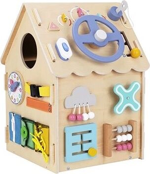 eliNeli Drevený activity board domček, natur