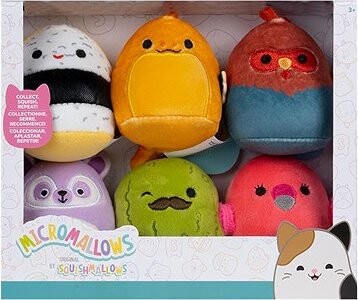 Squishmallows Micromallows 6Pack Uhorka, Úhor, Plameniak, Kohút, Sushi, Lemur