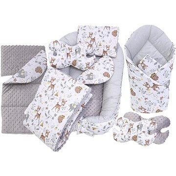 EliNeli Set do postýlky, 7dílná sada Lesní zvířátka s teepee