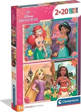 CLEMENTONI Puzzle Disney princezné 2× 20 dielikov