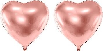 PARTYDECO Fóliový balón – srdce, ružovo-zlaté/rosegold, svadba/valentín, 45 cm, 2 ks
