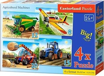 CASTORLAND Puzzle Poľnohospodárske stroje 4 v 1 (8, 12, 15, 20 dielikov)