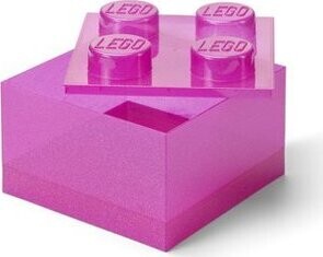 LEGO úložný box s vekom, trblietavo ružový